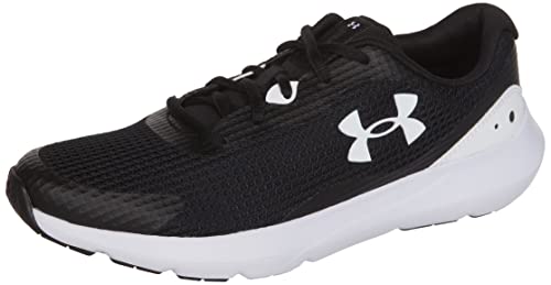Under Armour Men's Surge 3 Road Running Shoe, Black (001)/White, 9