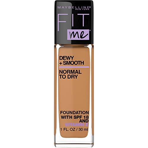 Maybelline Fit Me Dewy + Smooth SPF 18 Liquid Foundation Makeup, Toffee, 1 Count