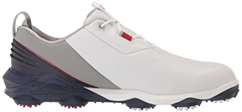 FootJoy Men's Tour Alpha Golf Shoe, White/Navy/Grey, 9