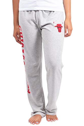 Ultra Game Women's NBA Sleepwear Super Soft Hacci Pajama Loungewear Pants, Chicago Bulls, Heather Gray, X-Large
