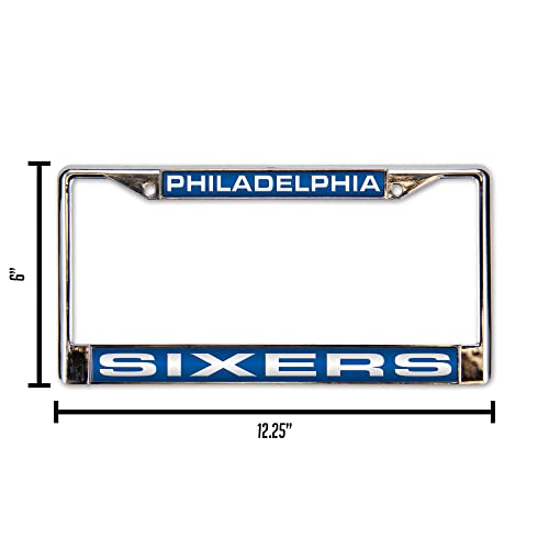 Rico Industries NBA Philadelphia 76ers Laser Cut Inlaid Standard Chrome License Plate Frame