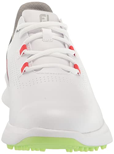 FootJoy Men's FJ Fuel Golf Shoe, White/Navy/Red, 10
