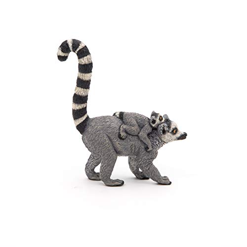 Papo -Hand-Painted - Figurine -Wild Animal Kingdom - Lemur and Baby -50173 -Collectible - for Children - Suitable for Boys and Girls- from 3 Years Old