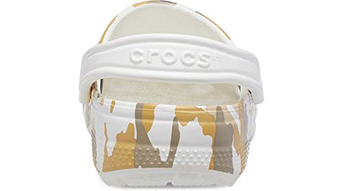Crocs Unisex-Adult Classic Camo Clogs, White/Camo, 9 Men/11 Women
