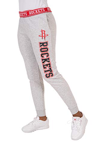 Ultra Game NBA Houston Rockets Womens Jogger Pants Active Basic Fleece Sweatpants , Heather Gray, Small
