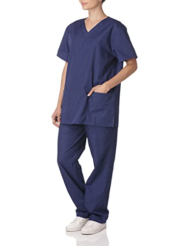 Cherokee Men and Women L Scrubs Set Workwear Originals Top and Pant WW530C, Navy