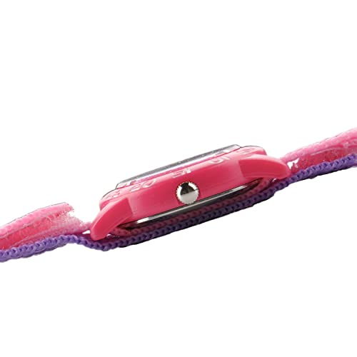 Disney Frozen Kids' Plastic Time Teacher Analog Quartz Nylon Strap Watch, Pink/Pink/Purple