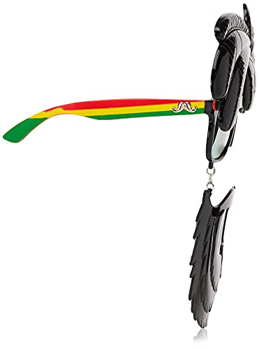 Sun-Staches unisex adult Rasta Sunglasses Instant Costume Party Favors UV400, Black/Yellow/Green, One-Size US