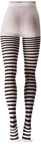 Leg Avenue Women's Nylon Striped Tights, Black/White, 3X