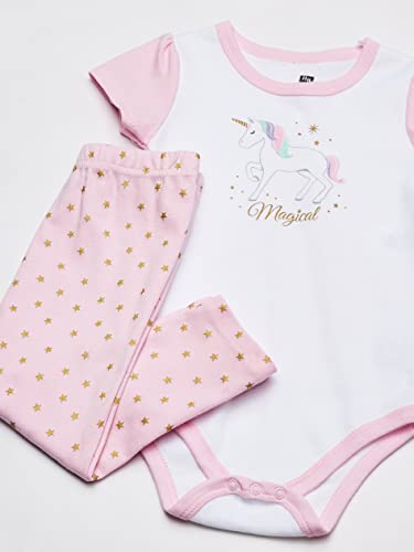Hudson Baby Unisex Baby Cotton Bodysuit and Pant Set Magical Unicorn, 3-6 Months