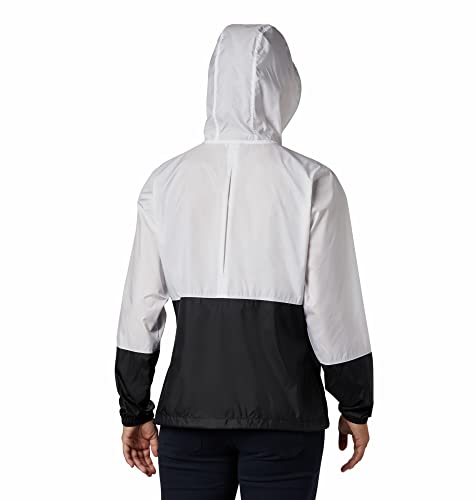 Columbia Women's Flash Forward Windbreaker, Water and Stain Resistant Outerwear, White/black, Large