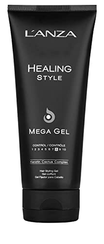 L'ANZA Healing Style Mega Gel with Strong Hold Effect, Nourishes and Refreshes the Hair While Styling, With Keratin, Alcohol-free Formula, and UV Rays Protection to Prevent Damage (6.8 Fl Oz)