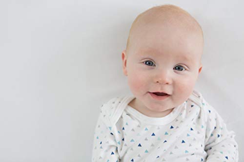 Blue, Newborn, 0-3 Months SwaddleDesigns Softest Cotton Baby Gown with Foldover Mitten Cuffs for Infant Boy and Girl, Tiny Triangles