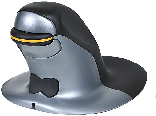 Posturite Penguin Ambidextrous Wireless Ergonomic Mouse | Rechargeable, Alleviates RSI, Easy-Glide, Vertical Design, PC Computer and Apple Mac Compatible (Medium, Wireless)