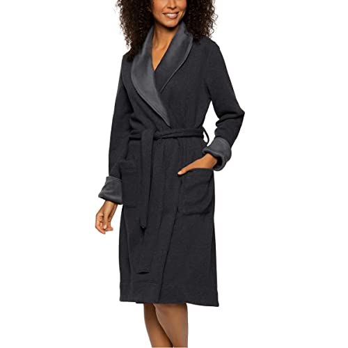 Kirkland Signature Women's Fleece Lined Robe (Medium, Charcoal)