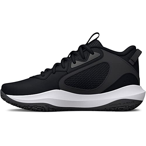 Under Armour Unisex Lockdown 6 Basketball Shoe, (001) Black/White/White, 13 US Men