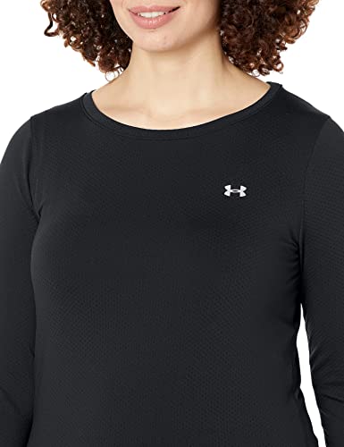 Under Armour Women's HeatGear Armour Long-Sleeve T-Shirt , Black (001)/Metallic Silver , X-Small