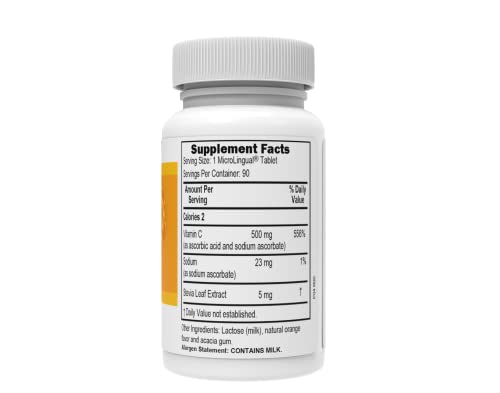 Superior Source Vitamin C 500 mg Sublingual Tablets - Buffered VIT C Tangy Orange Melts - Immune System Booster, Energy Vitamins - 90 Count