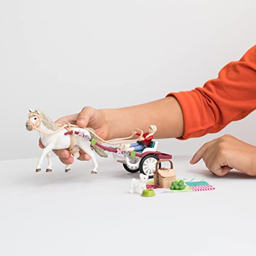 Schleich Horse Club, Horse Toys for Girls and Boys, Carriage Ride with Picnic Horse Set with Horse Toy, 32 Pieces