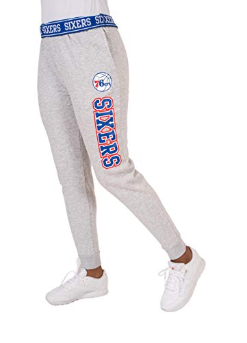 Ultra Game NBA Philadelphia 76ers Womens Jogger Pants Active Basic Fleece Sweatpants , Heather Gray, Medium