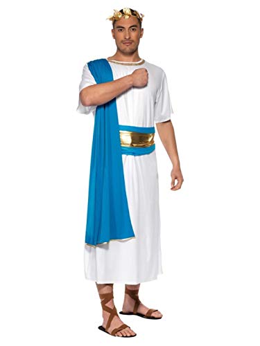 Smiffys Men's M-US Size 38'-40' Roman Senator Costume, Blue and White