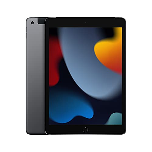 Apple iPad (9th Generation): with A13 Bionic chip, 10.2-inch Retina Display, 256GB, Wi-Fi + 4G LTE Cellular, 12MP front/8MP Back Camera, Touch ID, All-Day Battery Life – Space Gray