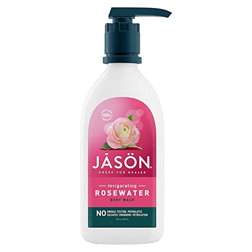 JASON Natural Body Wash and Shower Gel, Invigorating Rosewater, 30 Oz