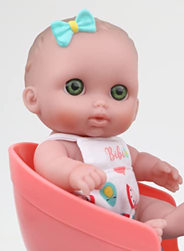 Lil Cutesies TWIN 8.5' All Vinyl Dolls and Stroller Set | Posable and Washable | Removable Outfits |Twin Stroller and Accessory | JC Toys | Ages 2+ , Green