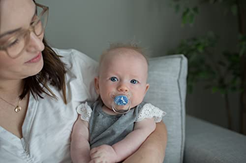 Dr. Brown's PreVent Orthodontic Baby Pacifier, Suction Free Air Channel, Contoured Butterfly Shield is Gentle on Face, Made in USA, Stage 1, 0-6m, 2-Pack, Glow in the Dark - Pink