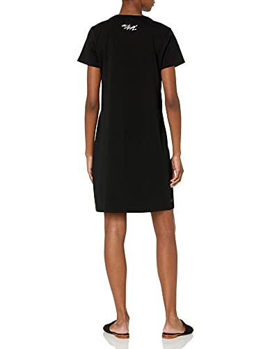 Karl Lagerfeld Paris Women's Short Sleeve Graphic T-Shirt Dress, Black Sunglass Pocket, Large