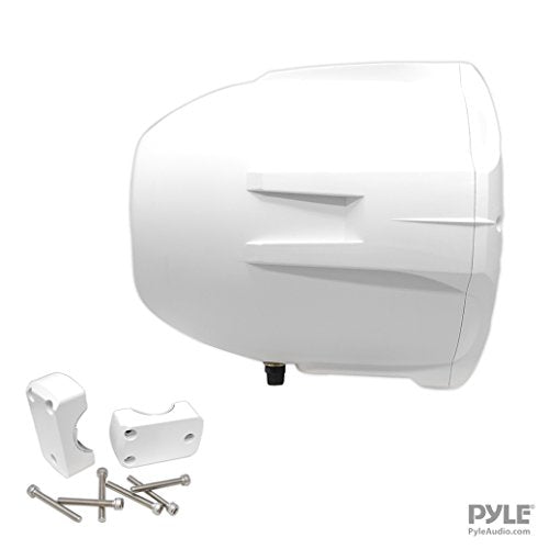 Pyle Waterproof Marine Wakeboard Tower Speakers - 8in Dual Subwoofer Speaker Set and 1” Tweeter with 300 Watt Power - 2-Way Boat Audio Stereo System with Mounting Bracket - 1 Pair PLMRW85 (White)
