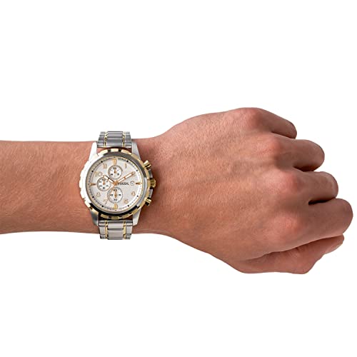 Fossil Men's Dean Quartz Stainless Steel Chronograph Watch, Color: Gold/Silver (Model: FS4795IE)