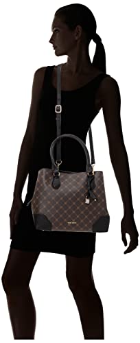 NINE WEST womens Brooklyn Jet Set Carryall SATCHEL, Brown/Black, One Size US