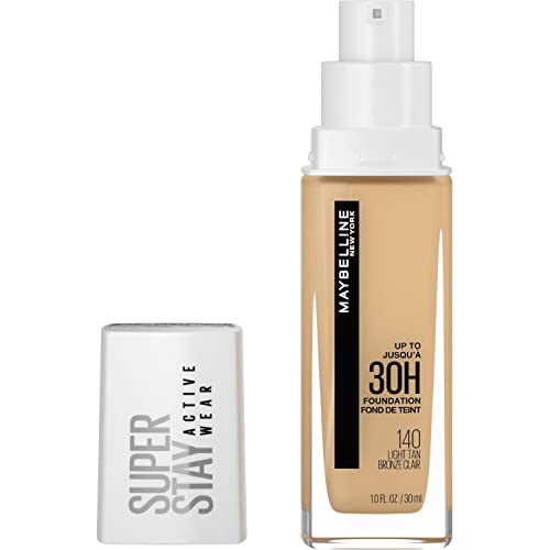 Maybelline Super Stay Full Coverage Liquid Foundation Active Wear Makeup, Up to 30Hr Wear, Transfer, Sweat and Water Resistant, Matte Finish, Light Tan, 1 Count