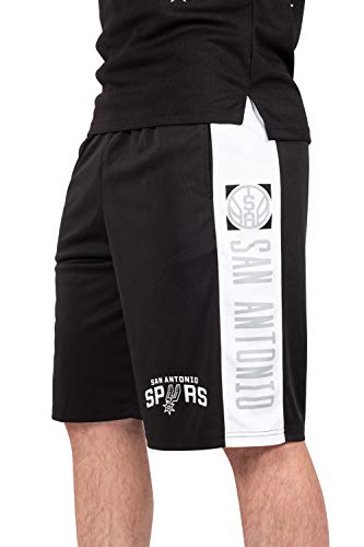 Ultra Game NBA San Antonio Spurs Mens Mesh Basketball Shorts, Black, Large