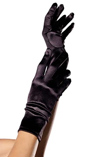Leg Avenue Women's Satin Wrist Length Gloves, Black, One Size