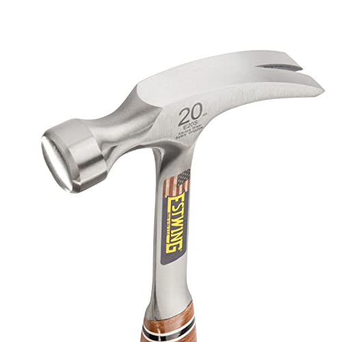 Estwing Hammer - 20 oz Straight Rip Claw with Smooth Face and Genuine Leather Grip - E20S