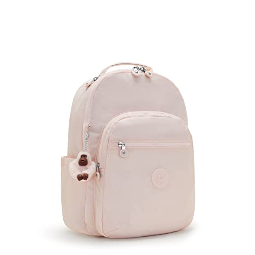 Kipling Women's Seoul 15' Device Backpack, Durable, Roomy with Padded Shoulder Straps, School Bag, Primrose Pink, 13.75''L x 17.25''H x 8''D