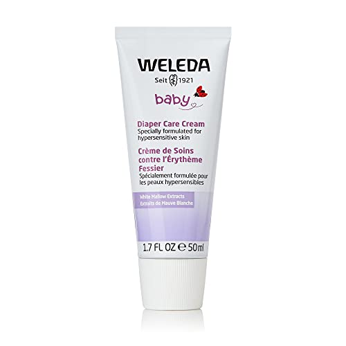 Weleda Baby White Mallow Diaper Care Cream, 1.7 Fluid Ounce, Fragrance Free Plant Rich Protection with White Mallow, Pansy, Sesame and Coconut Oils