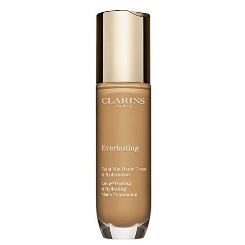 Clarins Everlasting Foundation | Full Coverage and Long-Wearing | Hides Imperfections, Evens Skin Tone and Hydrates | Natural, Matte Finish | Transfer-Proof, Sweat-Proof, Smudge-Proof | 1 Fl Oz