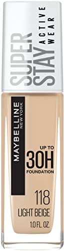 Maybelline Super Stay Full Coverage Liquid Foundation Active Wear Makeup, Up to 30Hr Wear, Transfer, Sweat and Water Resistant, Matte Finish, Light Beige, 1 Count