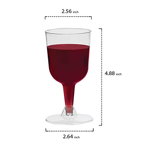Party Essentials Disposable Hard Plastic Two Pieces Wine Glasses, 40-Count, 5.5-Ounce, Clear
