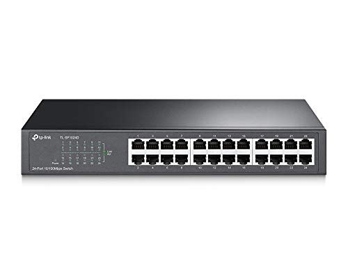 TP-Link 24 Port 10/100Mbps Fast Ethernet Switch | Plug and Play | Desktop/Rackmount | Sturdy Metal w/ Shielded Ports | Fanless | Limited Lifetime protection | Unmanaged (TL-SF1024D)