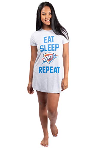 Ultra Game NBA Oklahoma City Thunder Womens Super Soft Sleepwear Pajama Loungewear Tee Shirt Nightgown, Heather Gray, Small