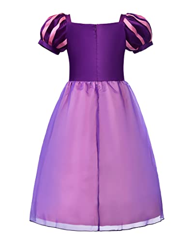 ReliBeauty Girls Dress Puff Sleeve Princess Costume, 10-12, Purple(with Accessories)