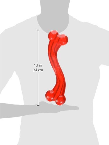 SPOT by Ethical Products Play Strong S-Shaped Bone Dog Toy | Interactive Durable Rubber Dog Toy for Aggressive Chewers | Hollow Center Ideal for Treats | 12”, Red
