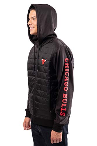 Ultra Game NBA Chicago Bulls Mens Full Zip Soft Fleece Hoodie Jacket, Black, Large