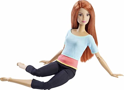 Barbie Made to Move Posable Doll in Pastel Blue Color-Blocked Top and Yoga Leggings, Flexible with Red Hair