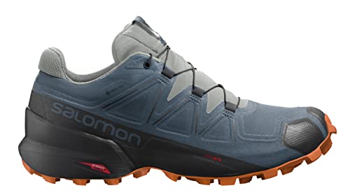 Salomon Speedcross 5 Gore-TEX Trail Running Shoes for Men, Mallard Blue/Wrought Iron/Vibrant Orange, 10