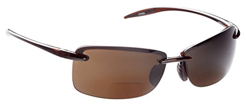 Guideline Eyegear Del Mar Polarized Bifocal Sunglass with Freestone Brown Lens, Shiny Rootbeer Frame (+2.00)